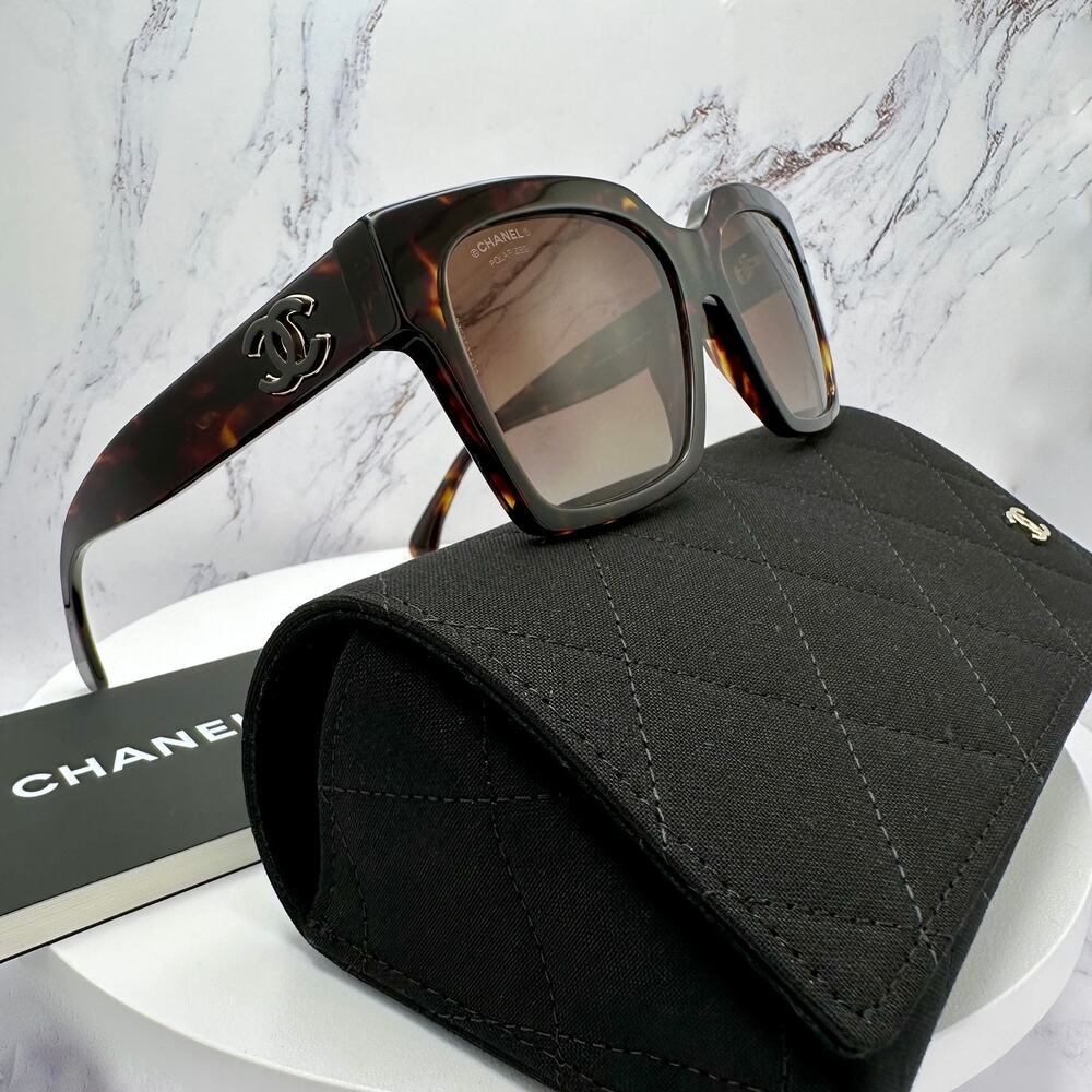 New CHANEL Sunglasses Brown Butterfly Gold Polarized Brown Lens - Picture 7 of 16